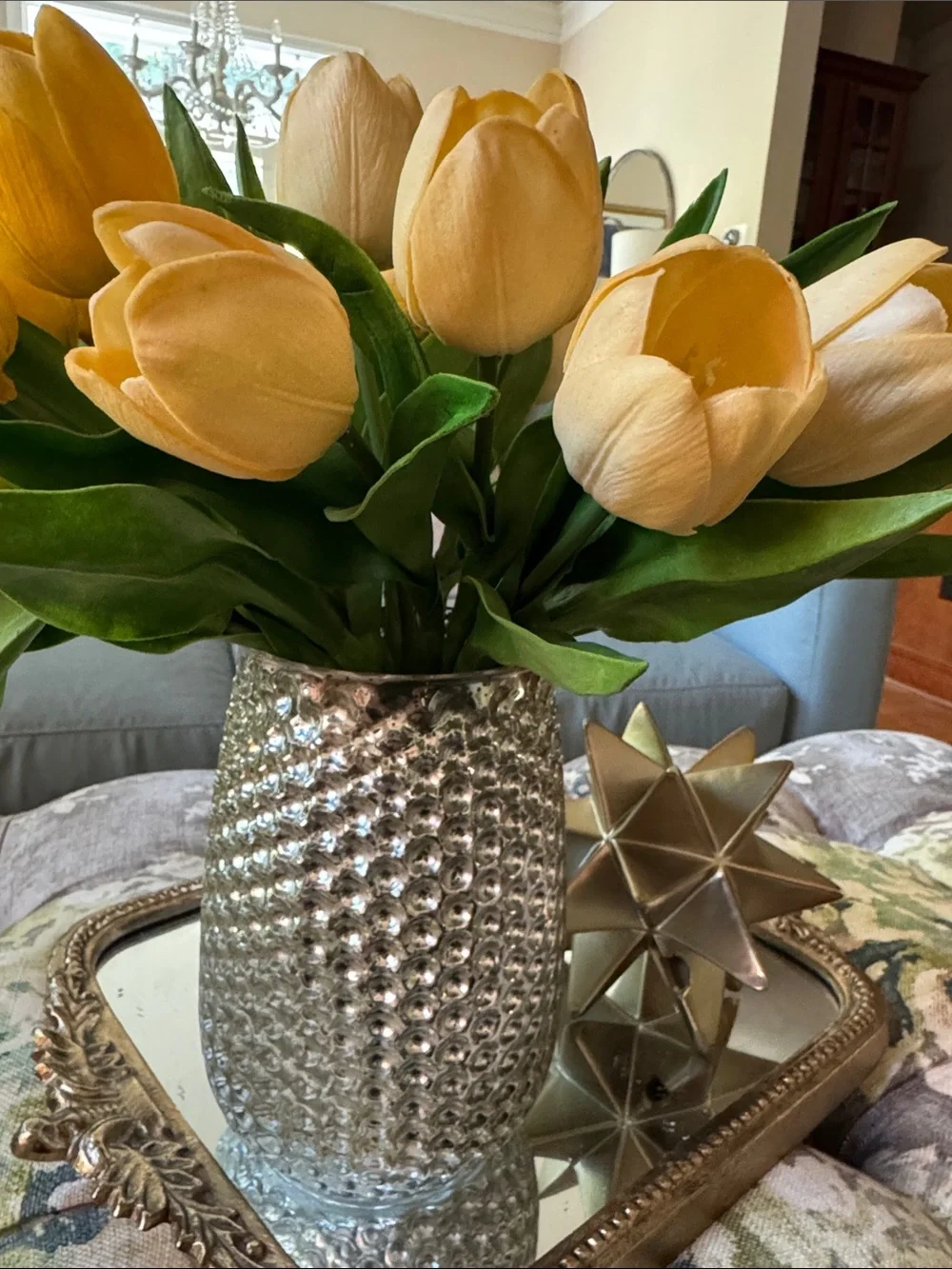 Silver Gold honeycomb pebbled Textured Vase